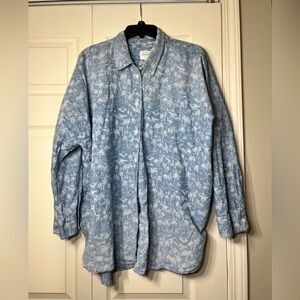 American Eagle beach tropical extra oversized button-down shirt